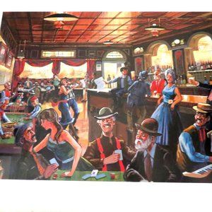 Signed Mike Miller Art Print Poster Western Salon 76/500 Excellent Unframed Art